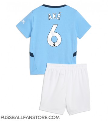 Manchester City Nathan Ake #6 Replik Heimtrikot Kinder 2024-25 Kurzarm (+ Kurze Hosen)